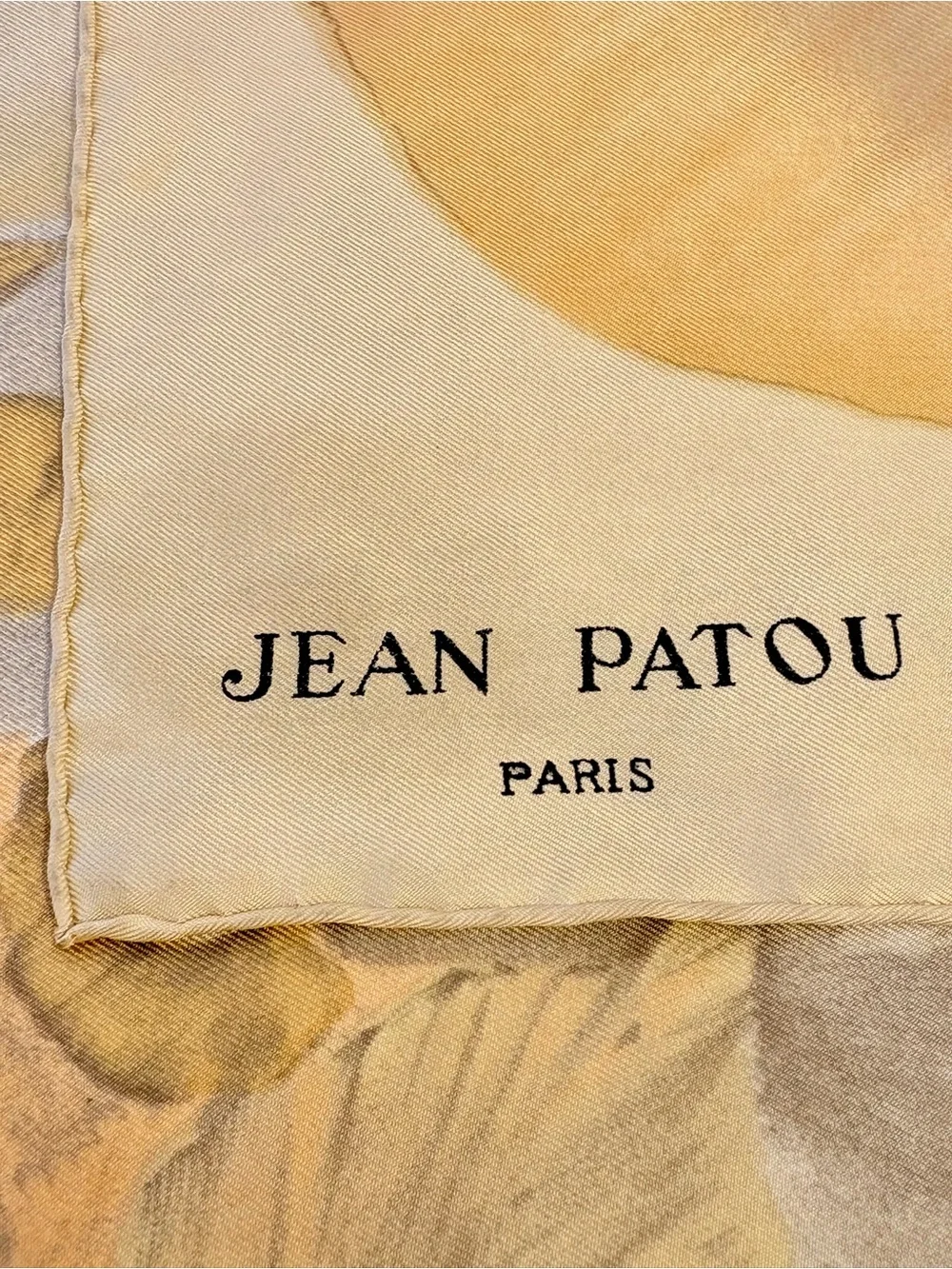 Vintage JEAN PATOU Paris 1970s Silk Scarf Watercolor Bouquet